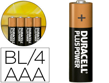 4 pilas alcalinas Duracell Plus tipo AAA LR03